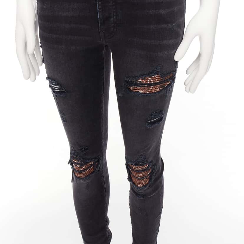 Amiri Charcoal Distressed Jeans Black Cotton Very good condition - Back View