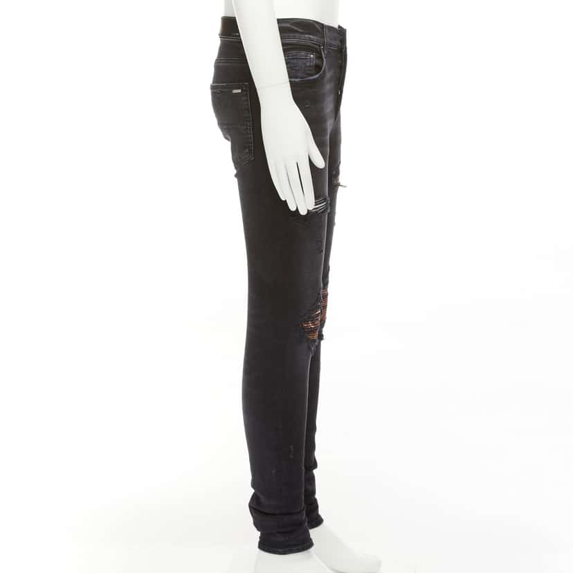 Amiri Charcoal Distressed Jeans Black Cotton Very good condition - Model View