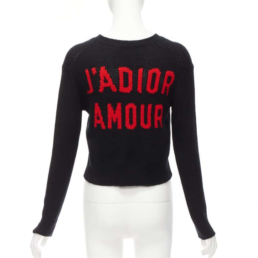 Dior Amor Cropped Sweater Black Cashmere Never worn - Front View