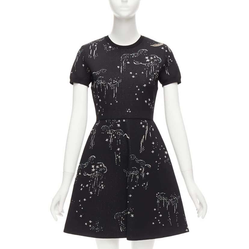 Valentino Garavani Glitter Cloud Dress Black Viscose Never worn - Front View