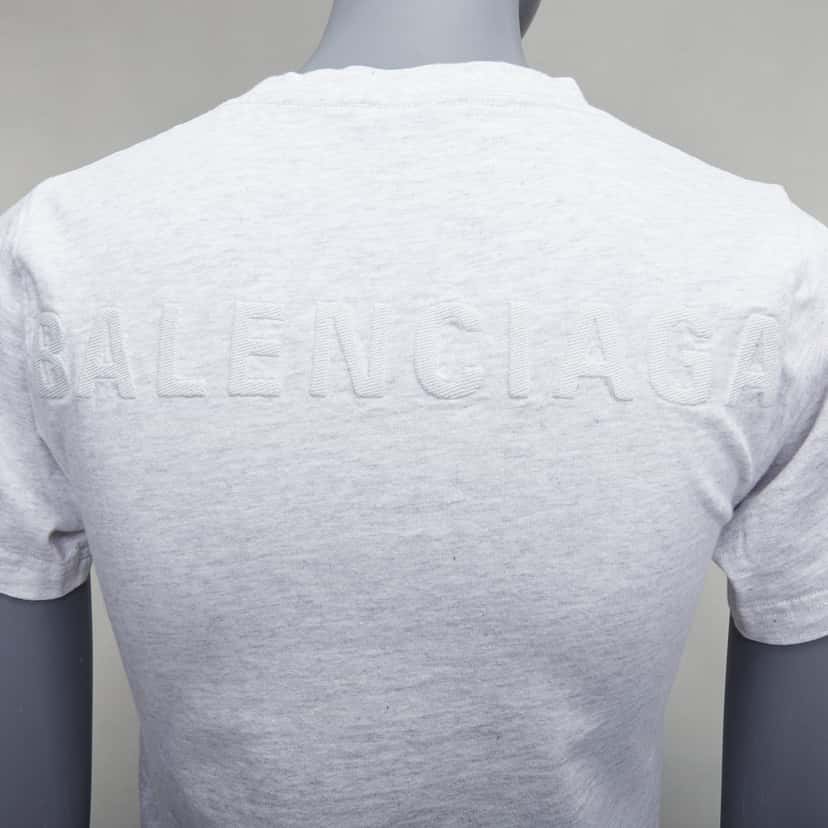 Balenciaga Logo Embroidery Tee Grey Cotton Very good condition - Back View
