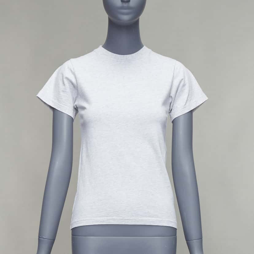 Balenciaga Logo Embroidery Tee Grey Cotton Very good condition - Inside View