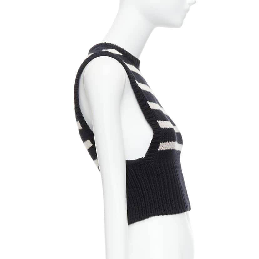 Dior Striped Button Vest Black Cotton Fair condition - Model View