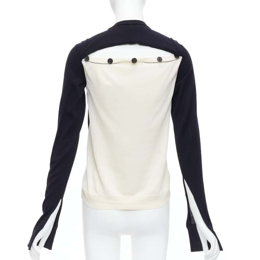 Celine Panelled Button Sweater Black Silk Fair condition - Front View