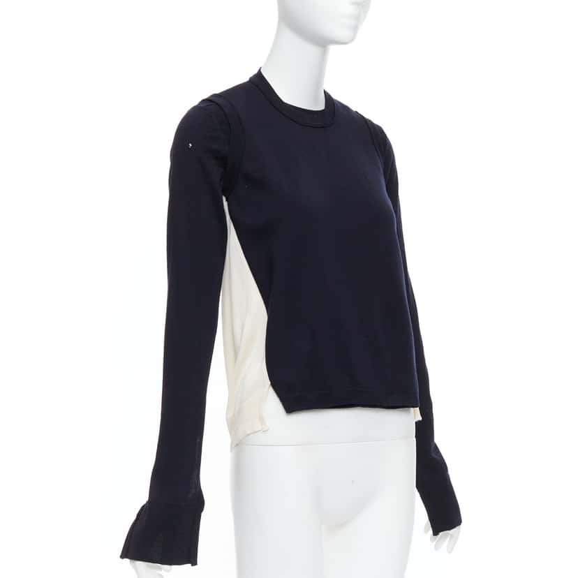 Celine Panelled Button Sweater Black Silk Fair condition - Model View