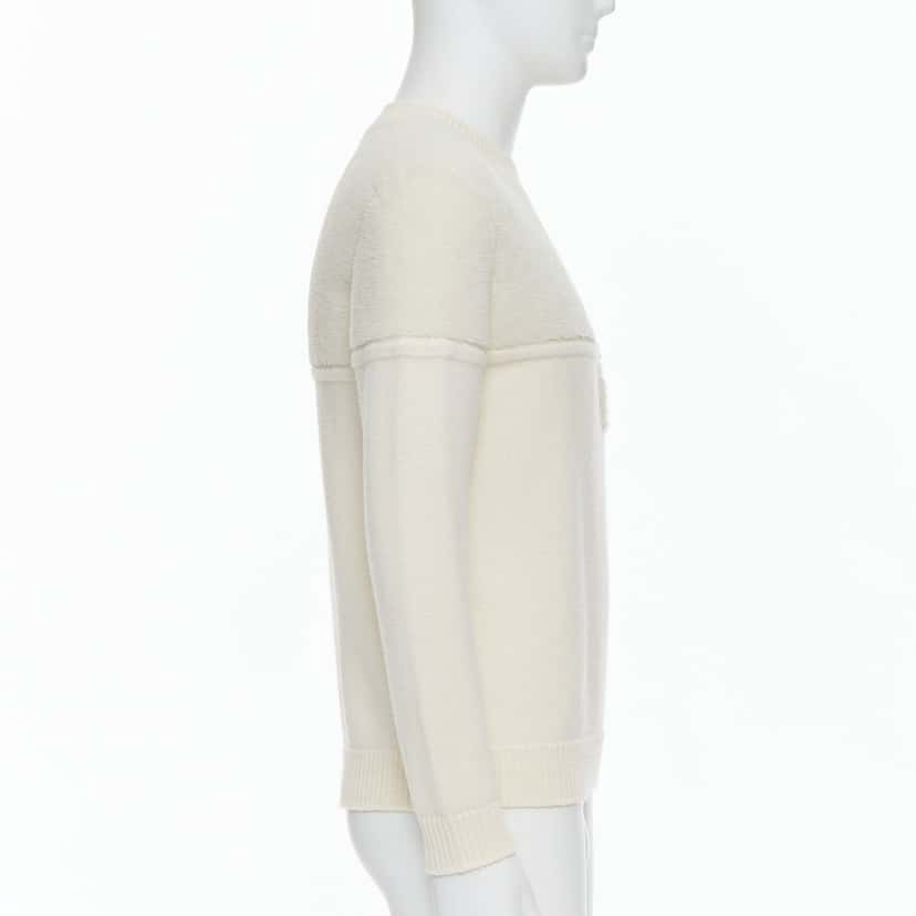 Fendi Panelled Logo Sweater Ecru Wool Very good condition - Model View