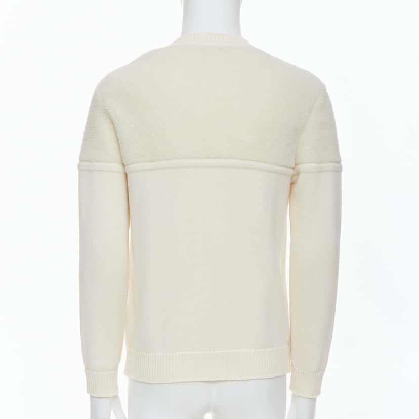 Fendi Panelled Logo Sweater Ecru Wool Very good condition - Box View