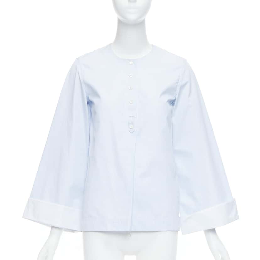 Celine Pinstripe Cuff Shirt White Cotton Never worn - Front View