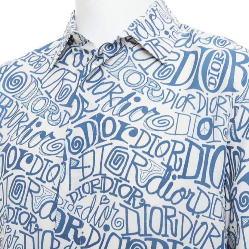 Dior Graffiti Print Shirt Blue Viscose Never worn - Back View