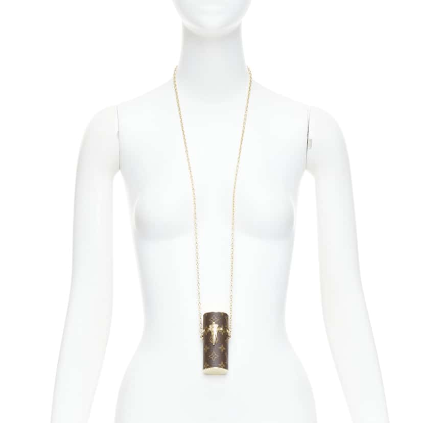 Louis Vuitton Lipstick Case on Chain Brown Good condition - Back View