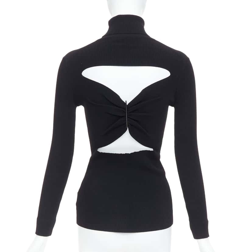 Jil Sander Ruched Turtleneck Top Black Viscose Very good condition - Front View