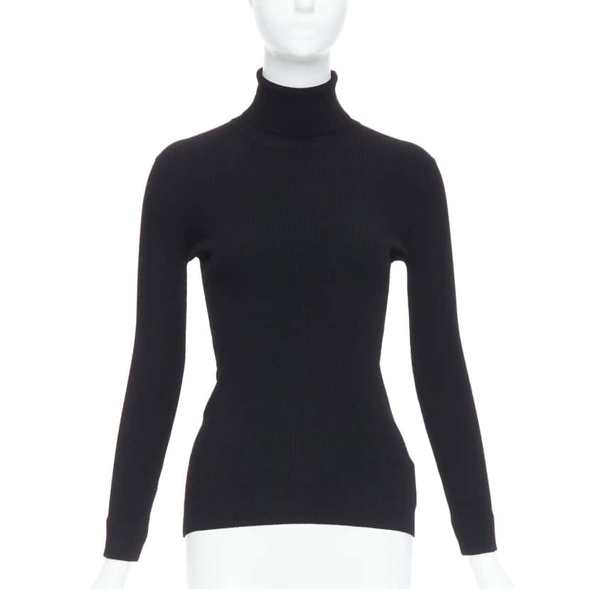 Jil Sander Ruched Turtleneck Top Black Viscose Very good condition - Back View