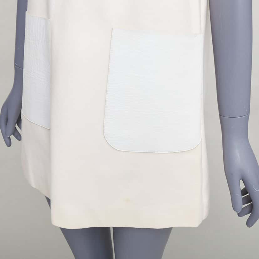 Fendi Leather Patch Dress Ecru Wool Good condition - Back View
