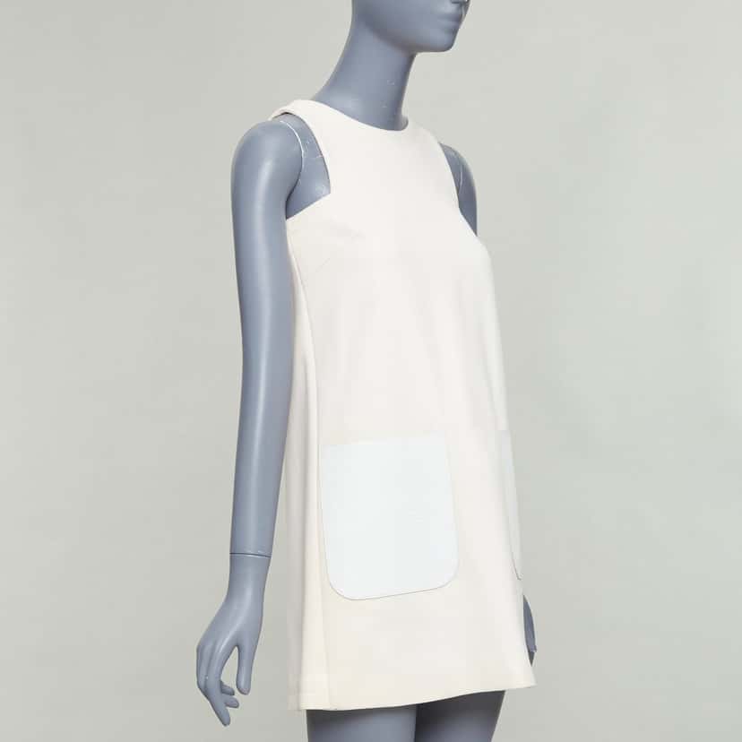 Fendi Leather Patch Dress Ecru Wool Good condition - Inside View