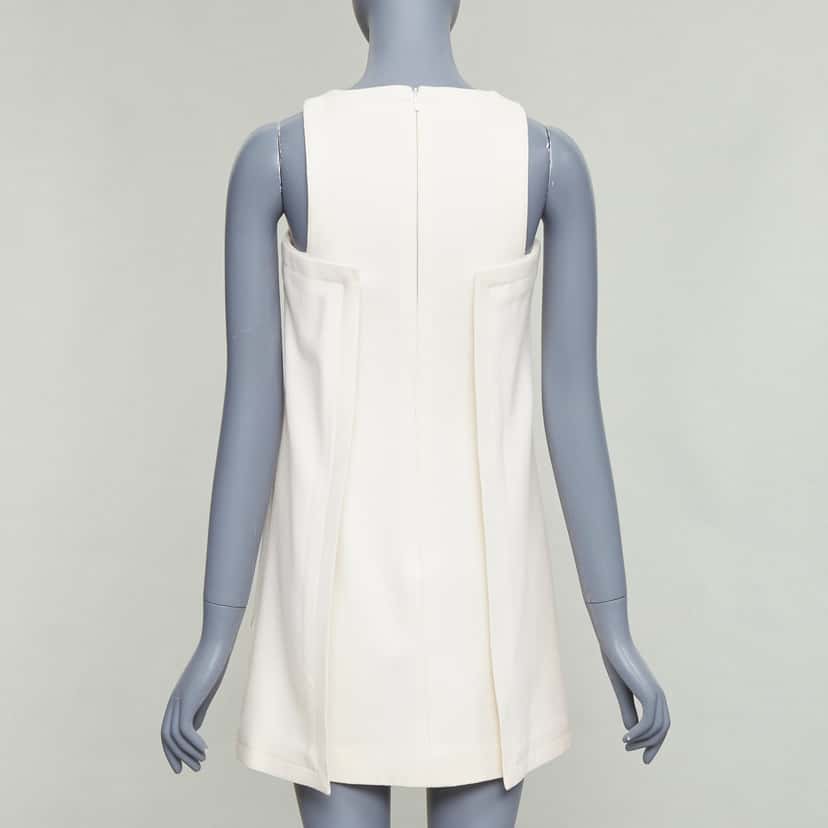 Fendi Leather Patch Dress Ecru Wool Good condition - Box View