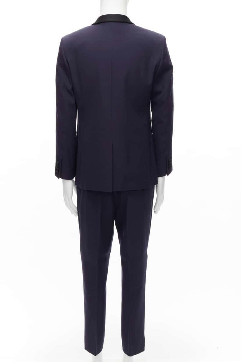 Saint Laurent Navy Satin Tuxedo Blazer Navy Wool Never worn - Box View
