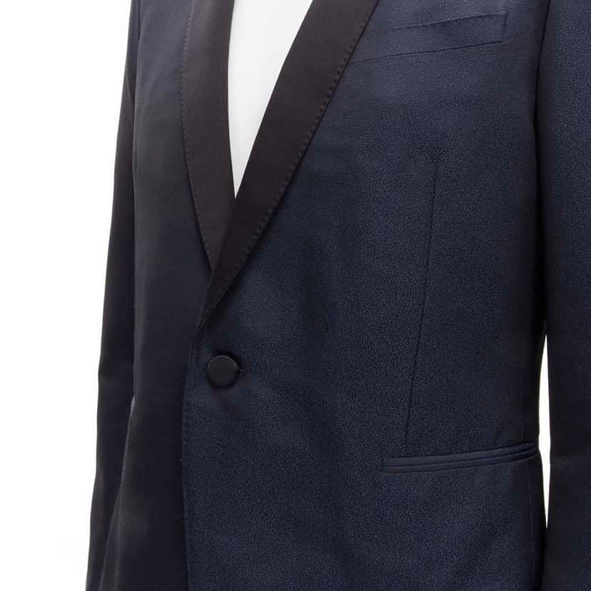 Saint Laurent Navy Satin Blazer Navy Polyester Never worn - Back View