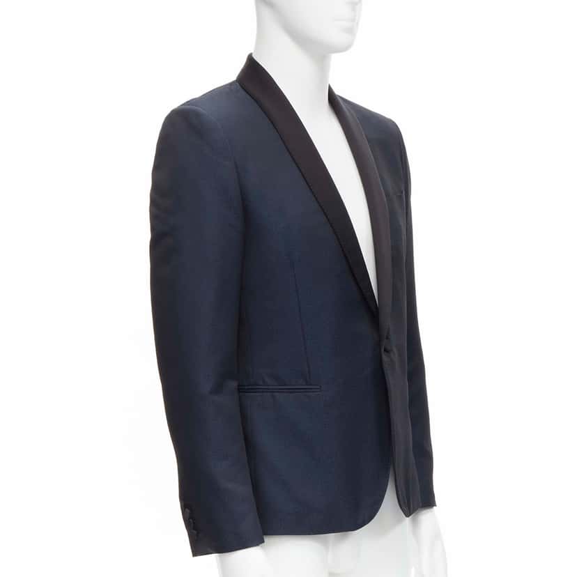 Saint Laurent Navy Satin Blazer Navy Polyester Never worn - Inside View