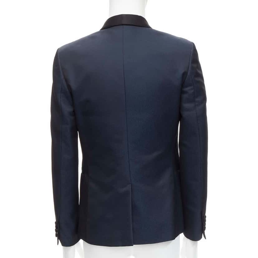 Saint Laurent Navy Satin Blazer Navy Polyester Never worn - Box View