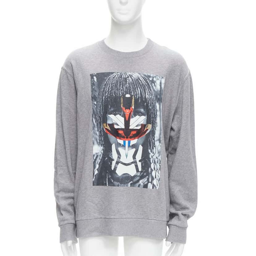 Givenchy Tribal Graphic Sweater Grey Cotton Never worn - Front View