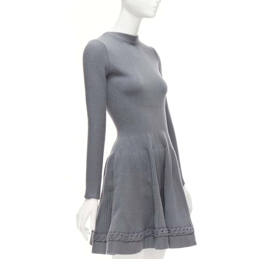 Alaïa Cable Knit Dress Grey Wool Very good condition - Inside View