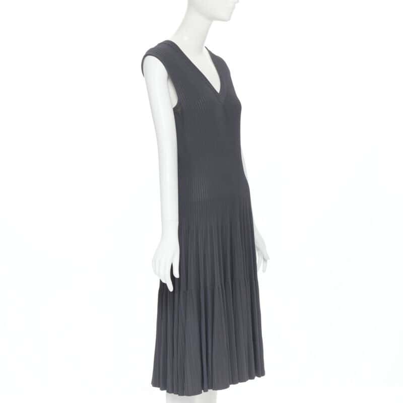 Alaïa Ribbed Cocktail Dress Grey Viscose Good condition - Model View