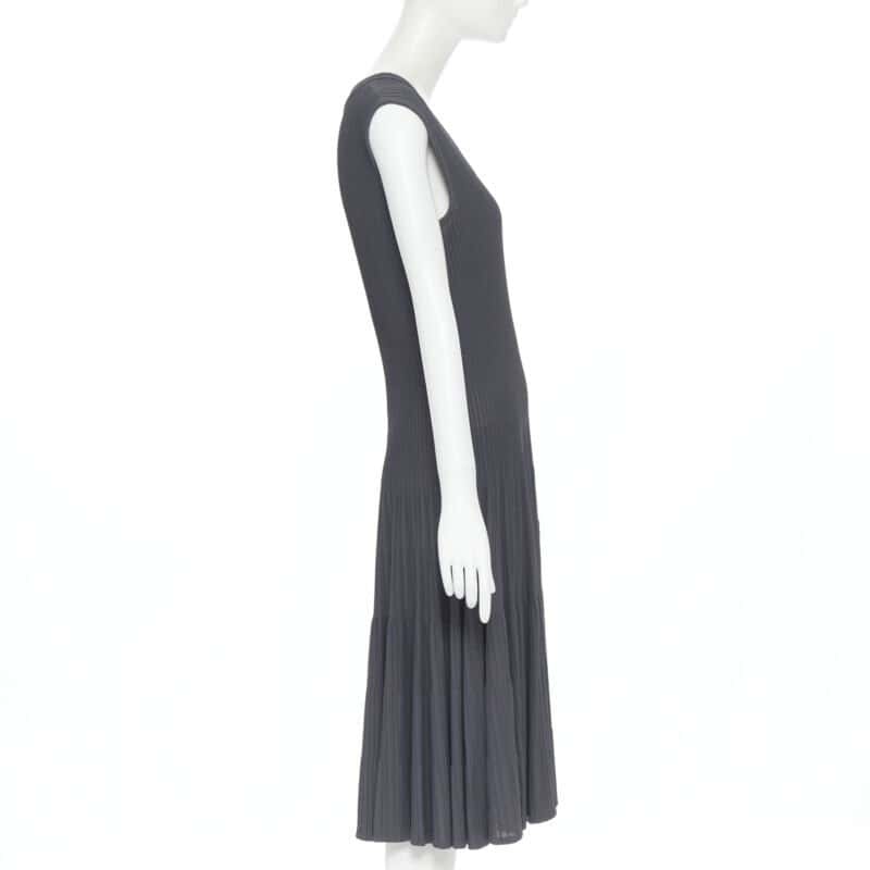 Alaïa Ribbed Cocktail Dress Grey Viscose Good condition - Box View