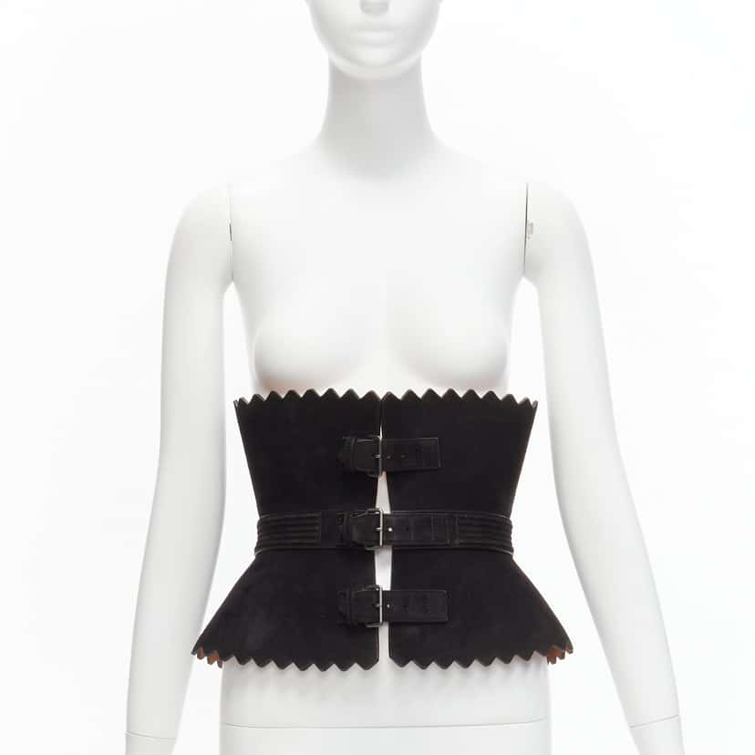 Alaïa Magic Tape Classic Belt Black Suede Good condition - Front View