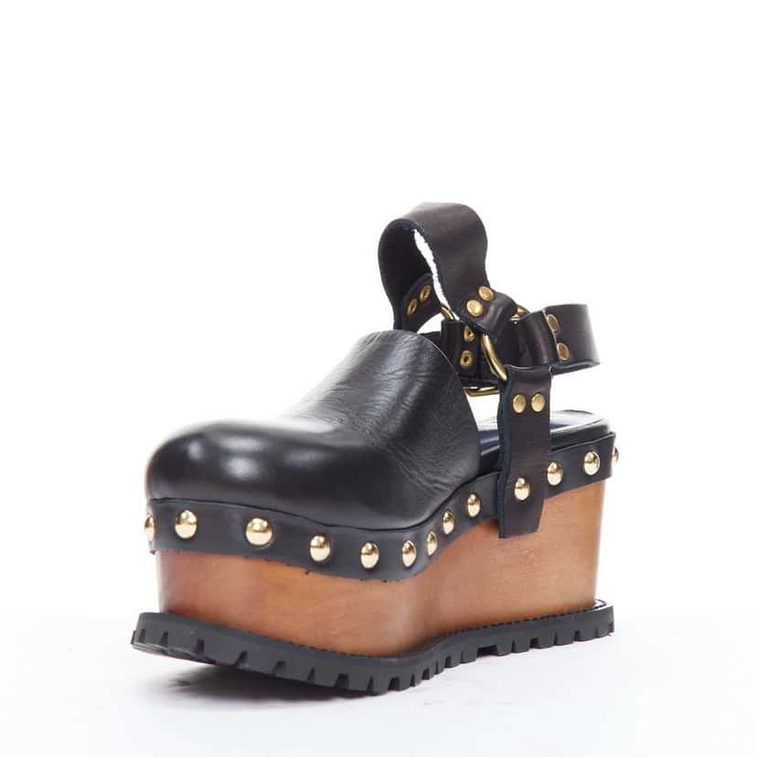 Sacai Clog Black Leather Never worn, with tag - Model View