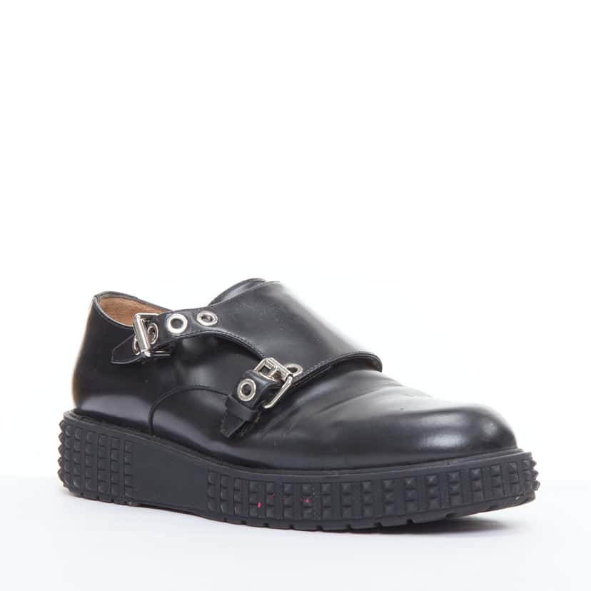 Valentino Garavani Studded Monk Shoes Black Leather Fair condition - Back View