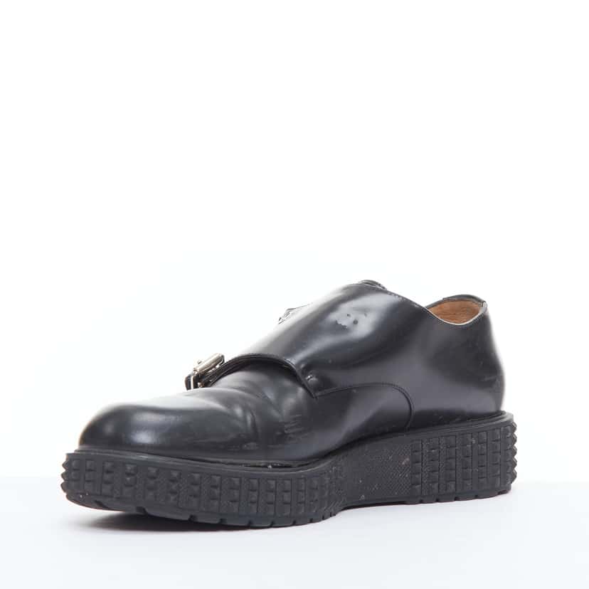 Valentino Garavani Studded Monk Shoes Black Leather Fair condition - Model View