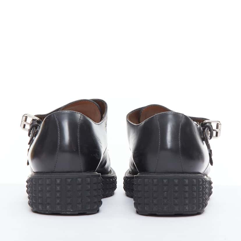Valentino Garavani Studded Monk Shoes Black Leather Fair condition - Box View