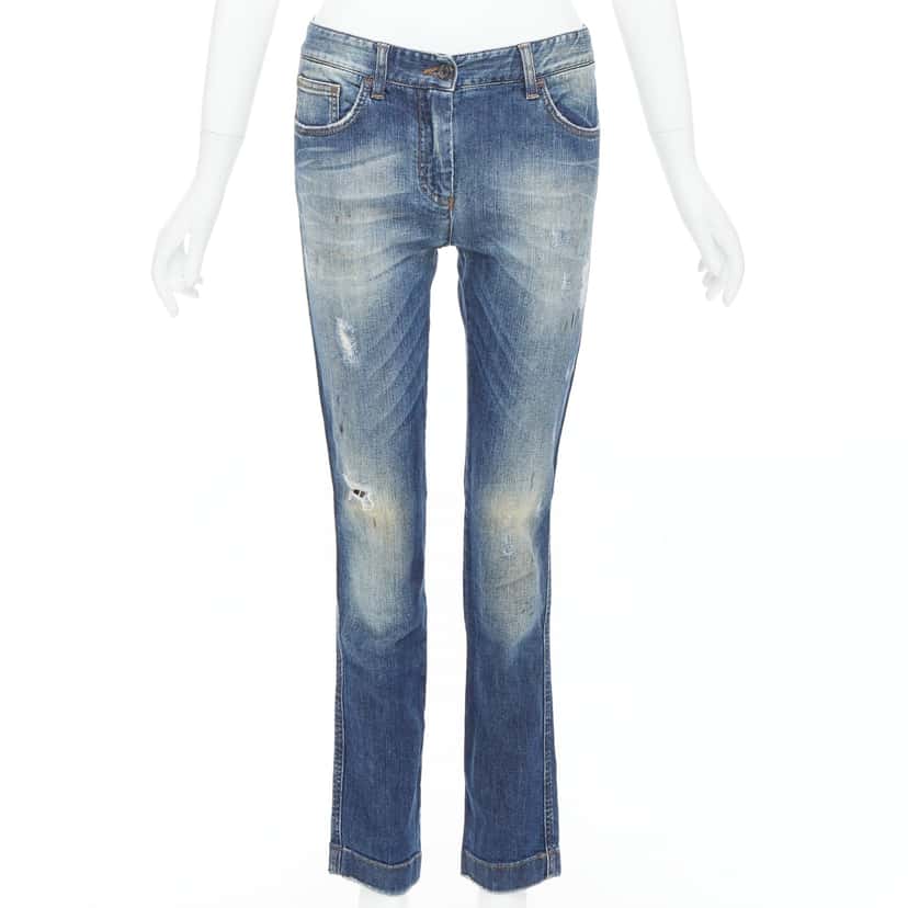 Dolce & Gabbana Blue Distressed Jeans Blue Very good condition - Front View