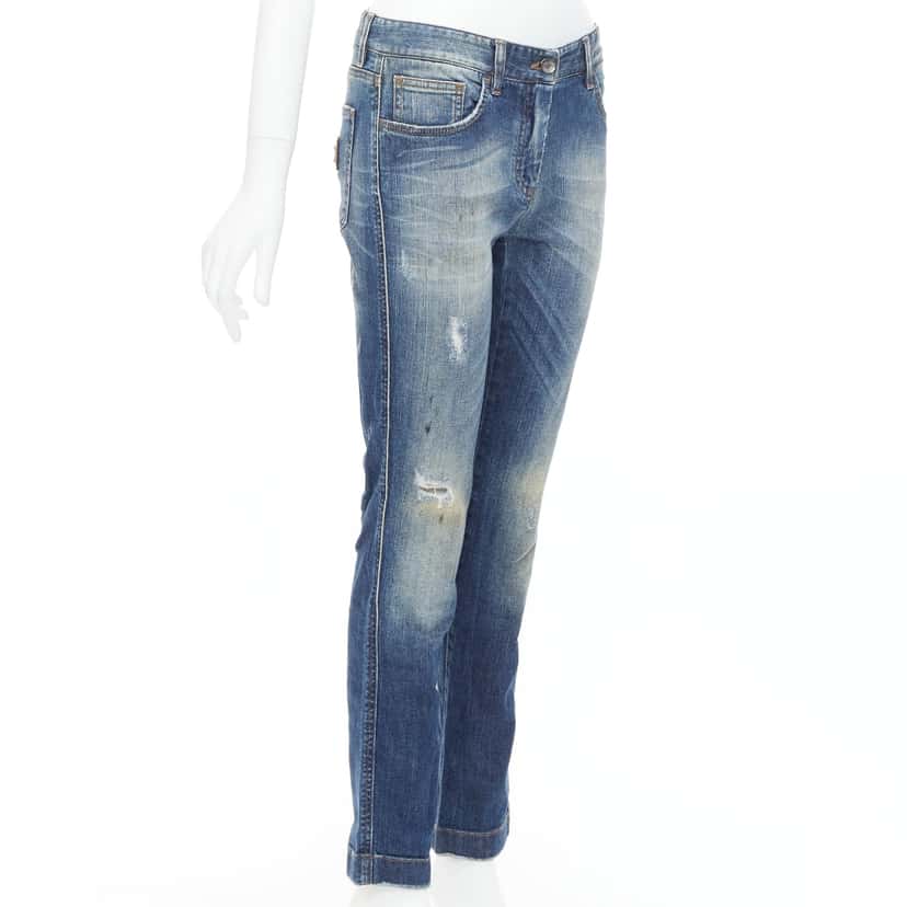 Dolce & Gabbana Blue Distressed Jeans Blue Very good condition - Inside View