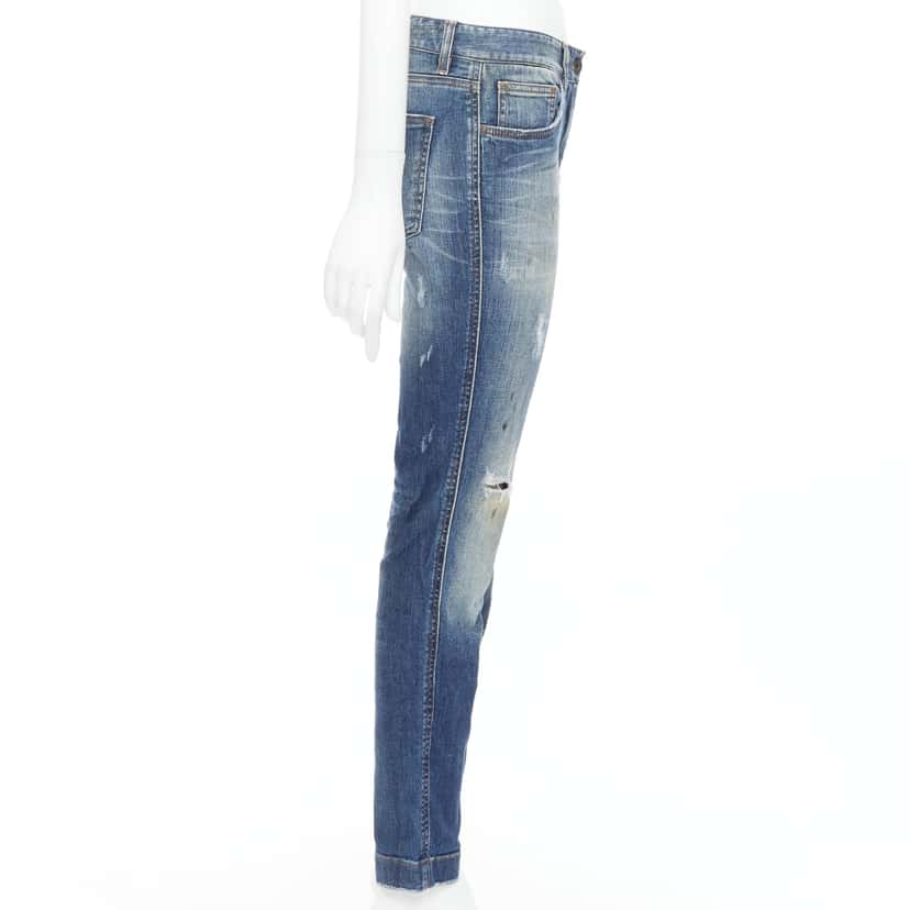 Dolce & Gabbana Blue Distressed Jeans Blue Very good condition - Model View