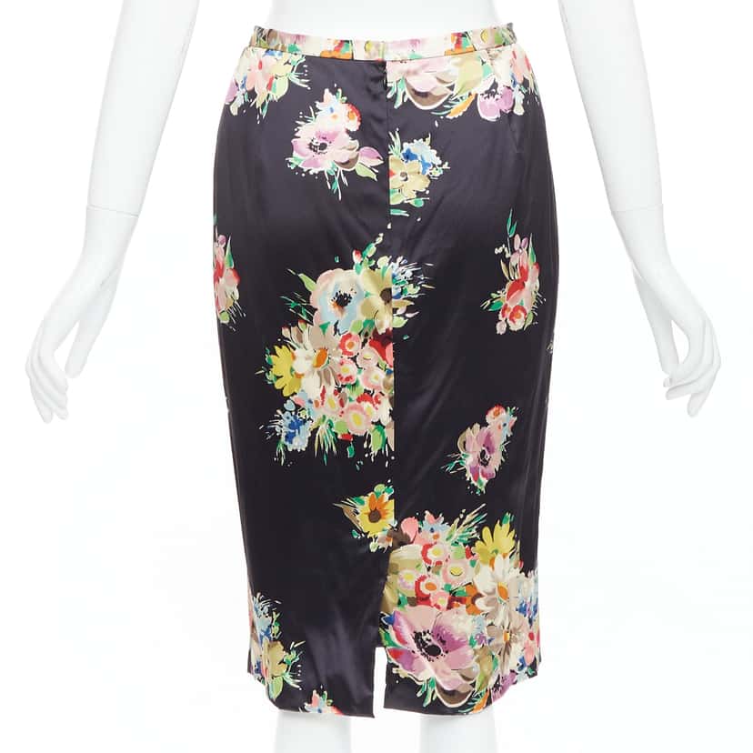 Dolce & Gabbana Floral Pencil Skirt Black Silk Very good condition - Box View