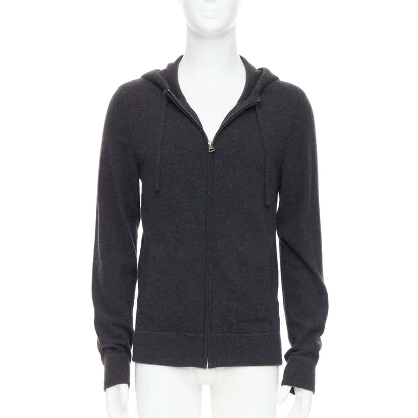 Dolce & Gabbana Logo Zip Hoodie Grey Cashmere Very good condition - Front View