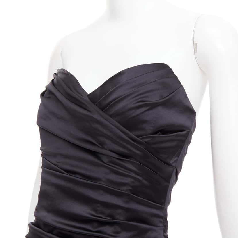 Dolce & Gabbana Ruched Cocktail Dress Black Silk Very good condition - Back View