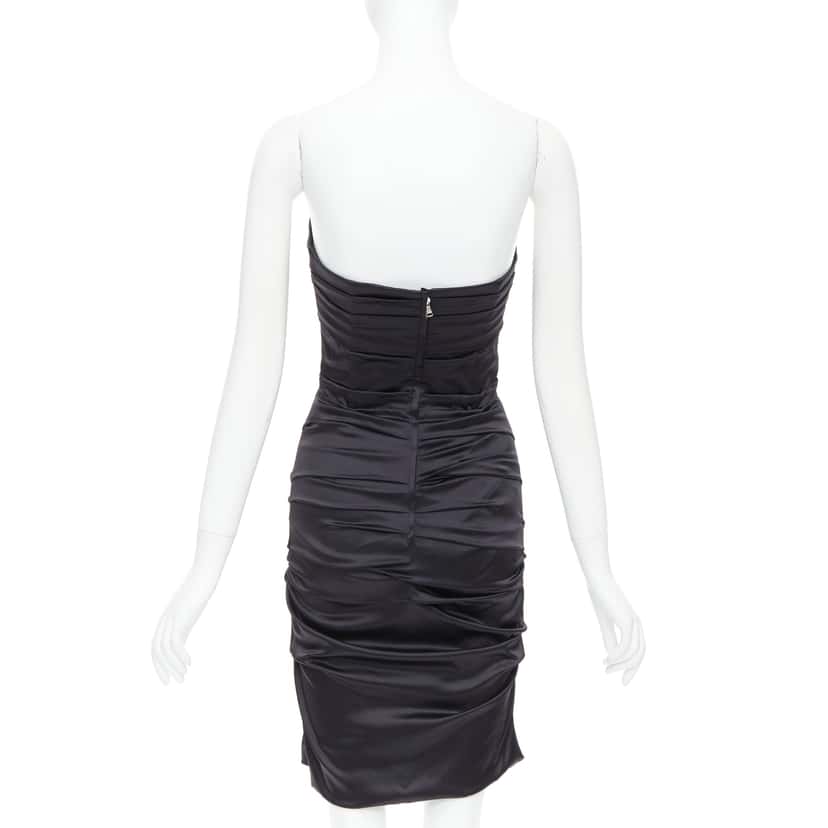 Dolce & Gabbana Ruched Cocktail Dress Black Silk Very good condition - Box View