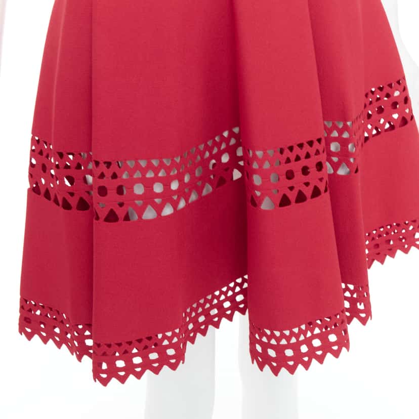 Alaïa Laser Cut Dress Red Viscose Very good condition - Back View