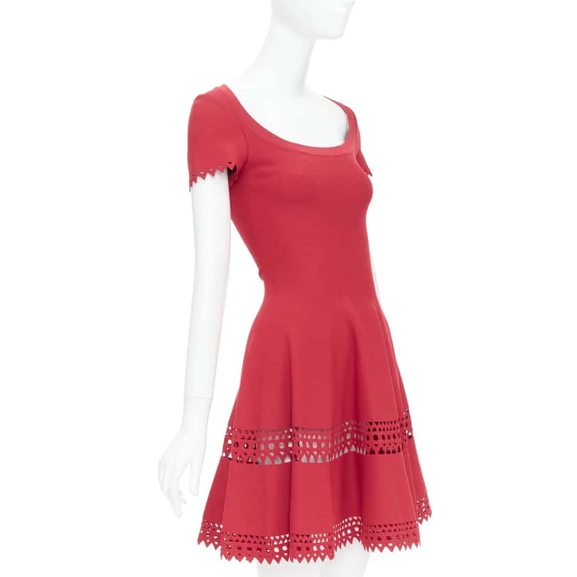 Alaïa Laser Cut Dress Red Viscose Very good condition - Inside View