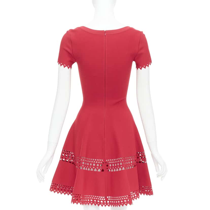 Alaïa Laser Cut Dress Red Viscose Very good condition - Box View