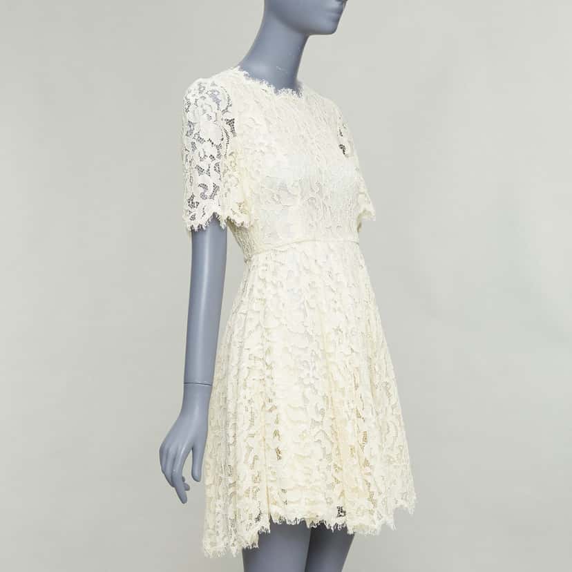 Dolce & Gabbana Floral Lace Dress Ecru Very good condition - Inside View