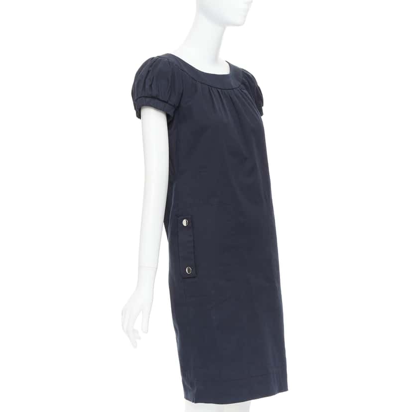 Dolce & Gabbana Puff Sleeves Dress Black Cotton Very good condition - Front View