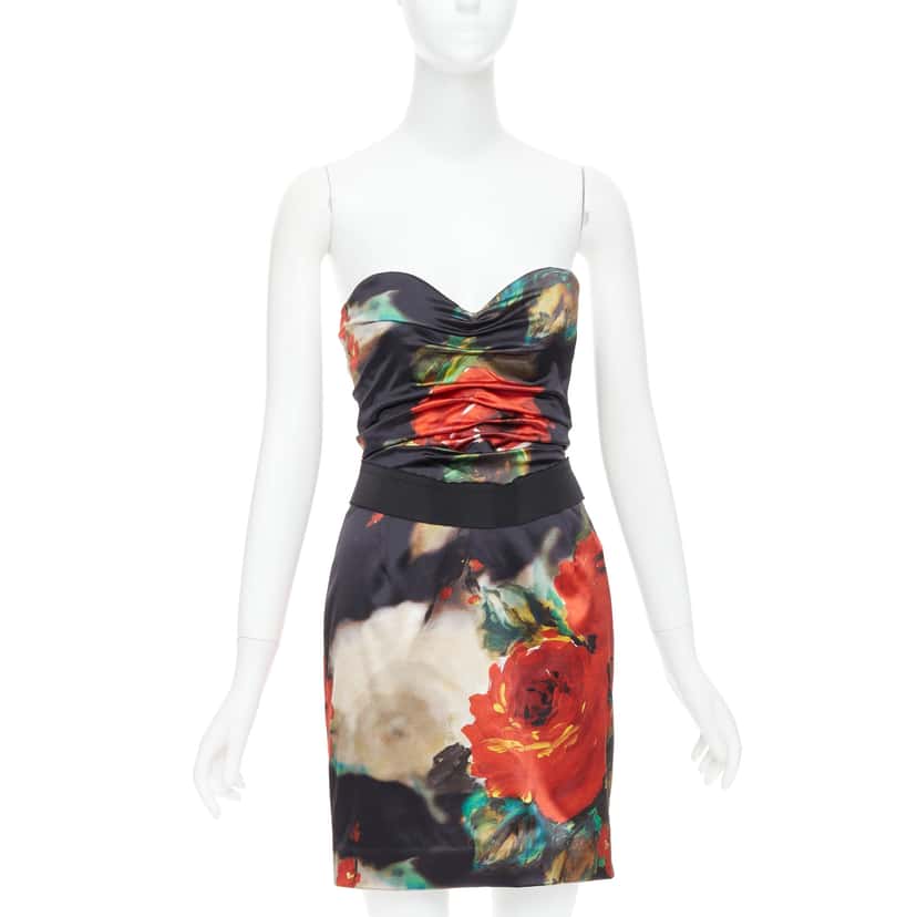 Dolce & Gabbana Rose Print Dress Black Very good condition - Front View