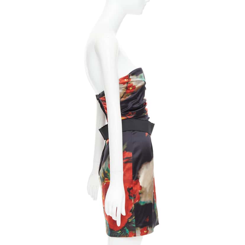 Dolce & Gabbana Rose Print Dress Black Very good condition - Model View