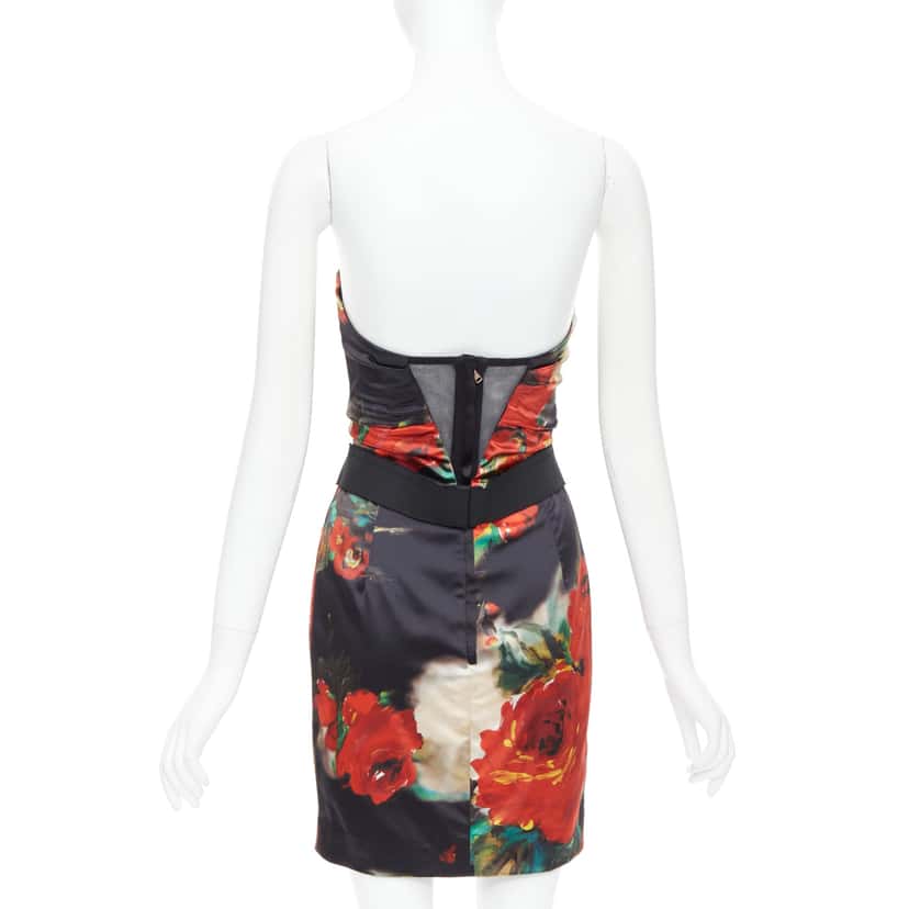 Dolce & Gabbana Rose Print Dress Black Very good condition - Box View