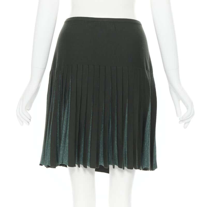 Alaïa Pleated Wrap Skirt Green Wool Never worn - Box View