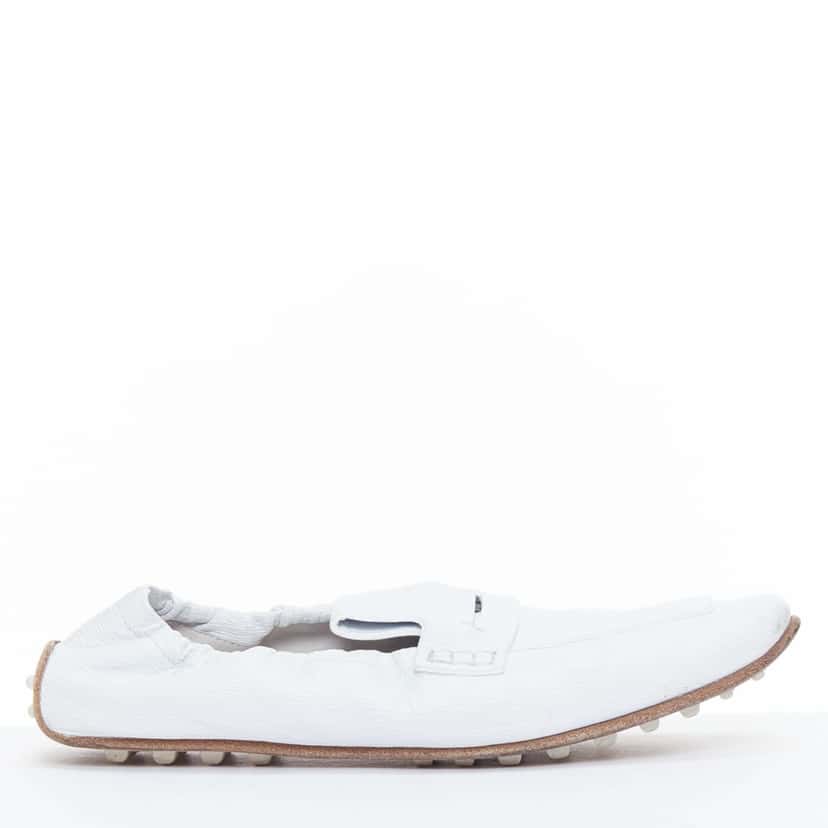 Hermès Echo Mocassins White Leather Fair condition - Front View