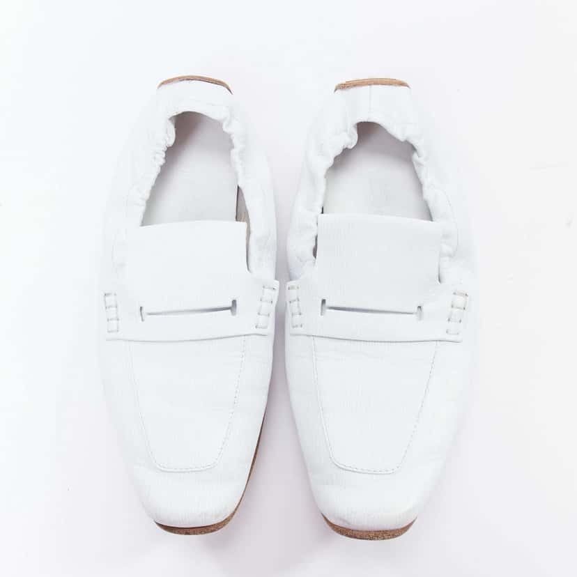 Hermès Echo Mocassins White Leather Fair condition - Back View